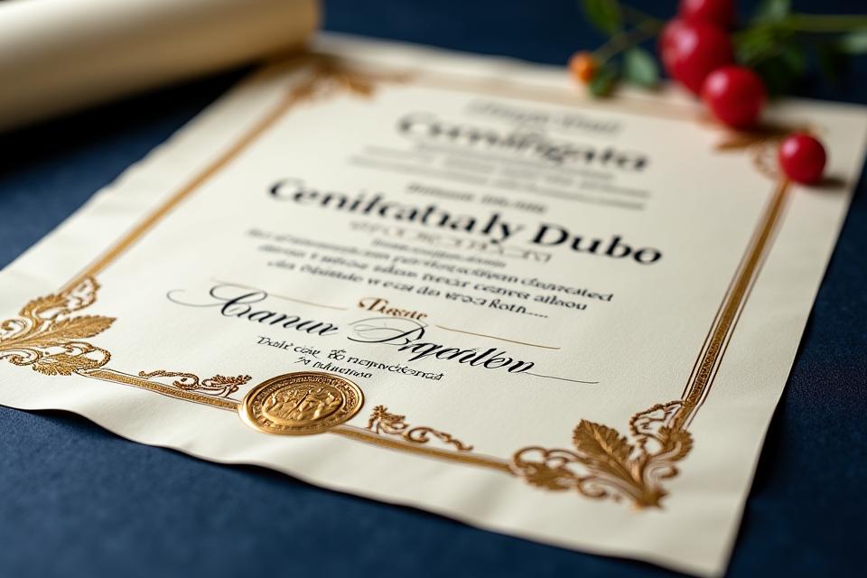 Culinary certification diploma
