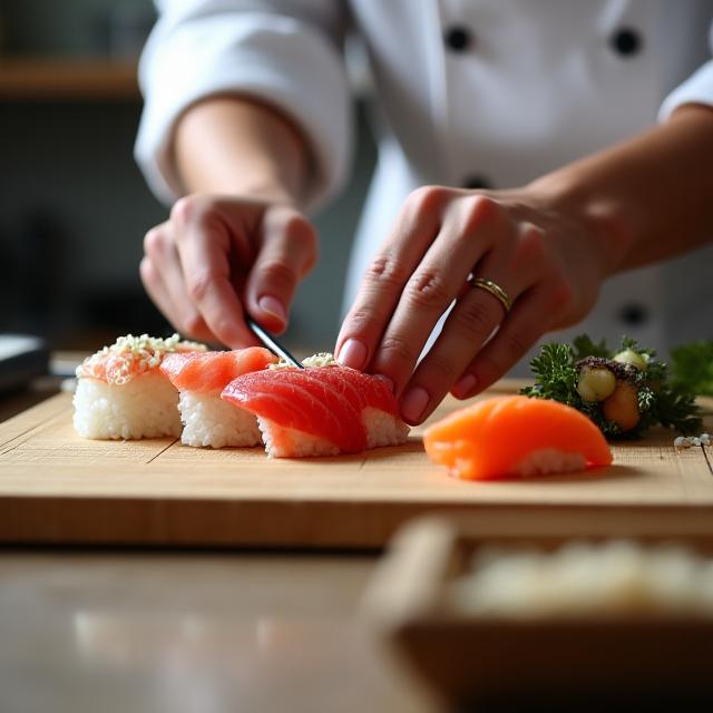 Japanese sushi preparation class